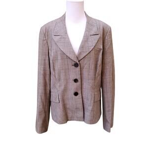 Planet Brown Stretch Wool Blazer Jacket Career Office Lined Sz 14 Large